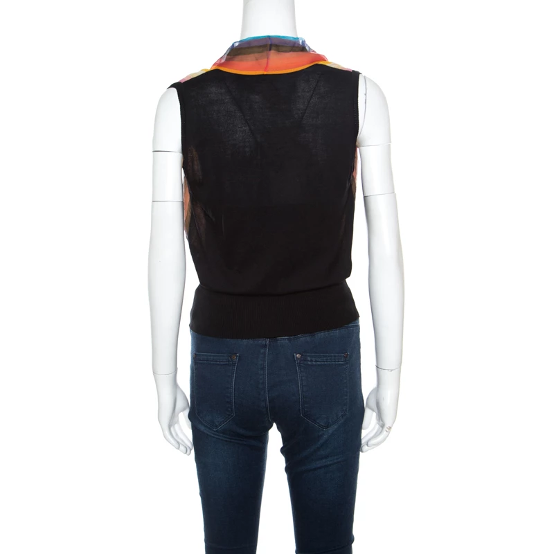 Hermes Multicolor Striped Silk Faux Wrap Front Sleeveless Top M For Women 5 Hermes Multicolor Striped Silk Faux Wrap Front Sleeveless Top M For Women - Image 3