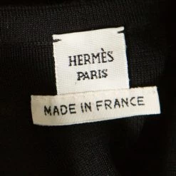 Hermes Black And Beige Printed Silk Front Raglan Sleeve Wool Top M For Women -Deals Hermes Store luxury women hermes used clothes p170424 004