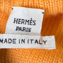 Hermes Yellow Cashmere Short Sleeve Sweater S For Women -Deals Hermes Store luxury women hermes used clothes p170928 004