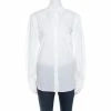 Hermes White Cotton Logo Embroidered Detachable Collar Detail Shirt M For Women -Deals Hermes Store luxury women hermes used clothes p171020 005