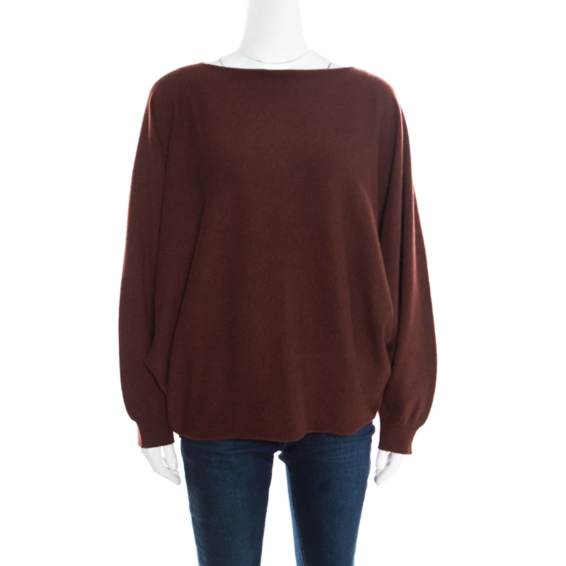 Hermes Brown Cashmere Dolman Sleeve Cropped Sweater M For Women 3 Hermes Brown Cashmere Dolman Sleeve Cropped Sweater M For Women