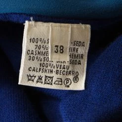 Hermes Vintage Blue Silk And Cashmere Paneled Asymmetric Sleeve Mini Dress M For Women -Deals Hermes Store luxury women hermes used clothes p178564 003