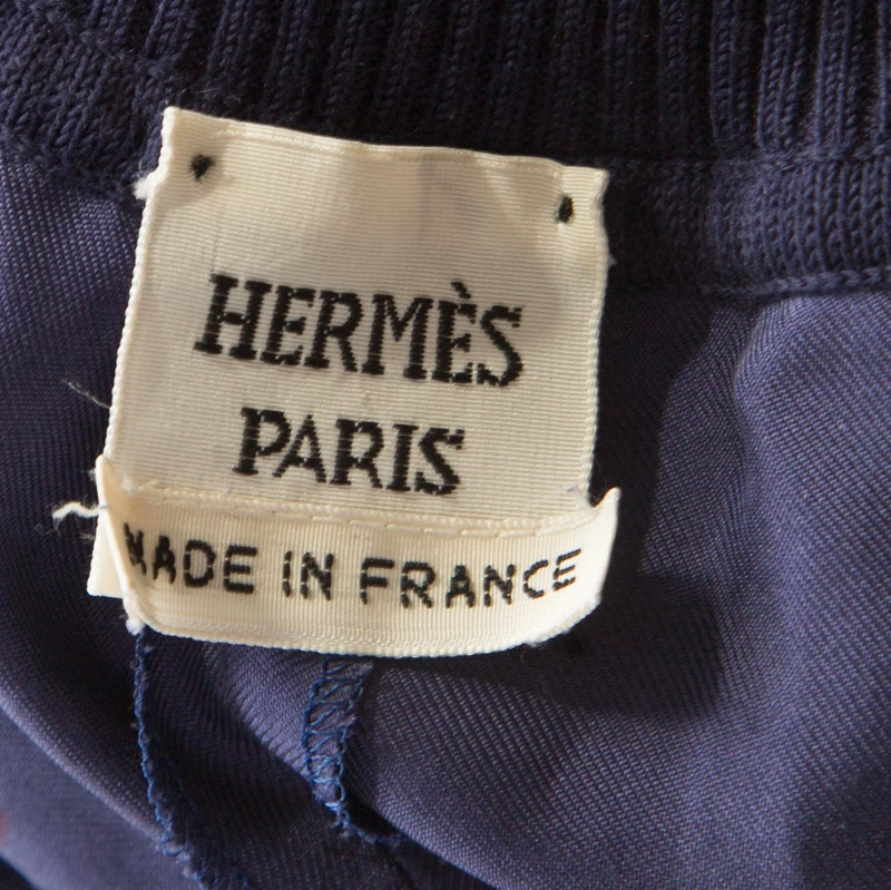 Hermes Dark Blue Pavois Flag Print Silk Halter Top And Trousers Set M For Women 8 Hermes Dark Blue Pavois Flag Print Silk Halter Top And Trousers Set M For Women - Image 6