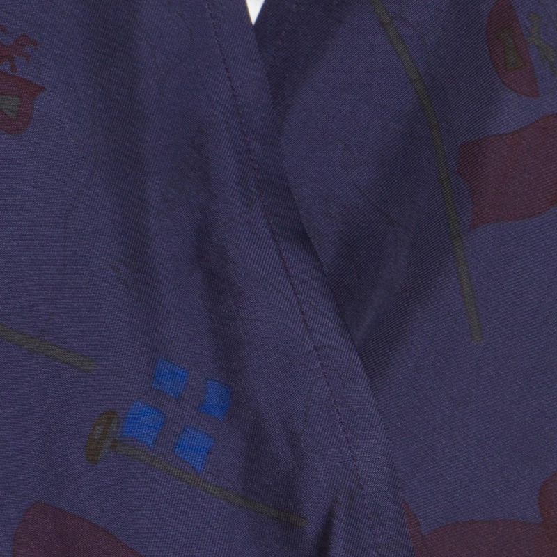 Hermes Dark Blue Pavois Flag Print Silk Halter Top And Trousers Set M For Women 6 Hermes Dark Blue Pavois Flag Print Silk Halter Top And Trousers Set M For Women - Image 4