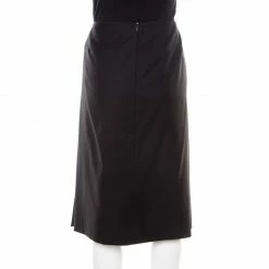 Hermes Black Wool Fold Over Front Pencil Skirt L For Women -Deals Hermes Store luxury women hermes used clothes p185679 001