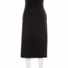 Hermes Black Wool Fold Over Front Pencil Skirt L For Women