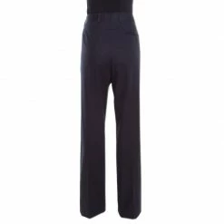 Hermes Navy Blue Cotton High Rise Wide Leg Trousers M For Women -Deals Hermes Store luxury women hermes used clothes p195951 003
