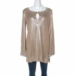 Hermes Metallic Silk And Lurex Knit Sweater M For Women