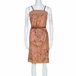 Hermes Terracotta Orange Silk Detachable Strap Detail Fauna Dress S For Women