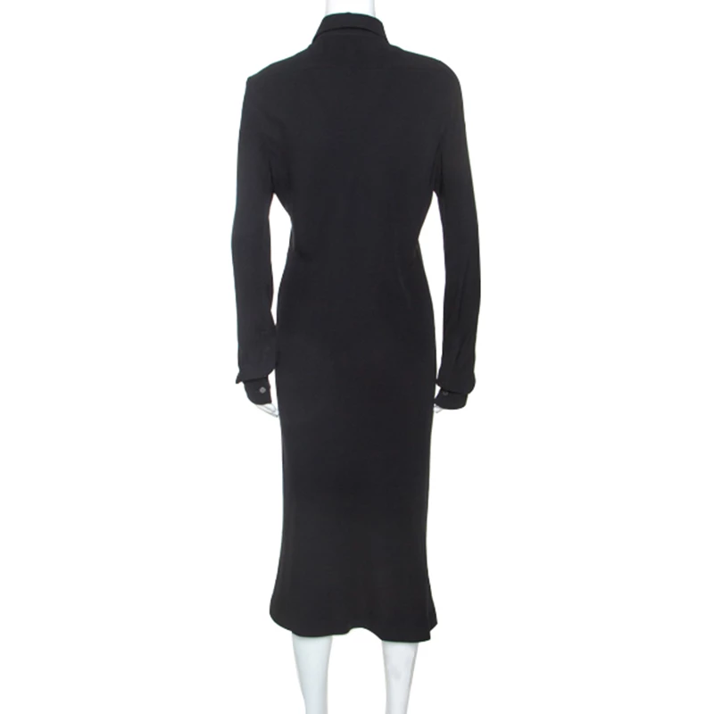 Hermes Black Silk Long Sleeve Collared Dress L For Women 5 Hermes Black Silk Long Sleeve Collared Dress L For Women - Image 3
