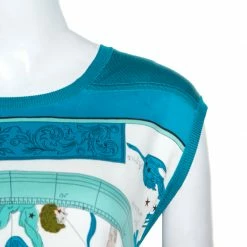 Hermes Blue Zodiac Printed Silk And Knit Sleeveless Dress L For Women 11 Hermes Blue Zodiac Printed Silk And Knit Sleeveless Dress L For Women -Deals Hermes Store luxury women hermes used clothes p245289 006