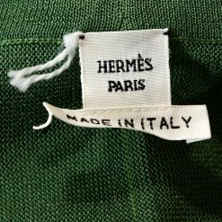 Hermes Green Printed Silk & Knit Open Front Cardigan M For Women -Deals Hermes Store luxury women hermes used clothes p286587 006