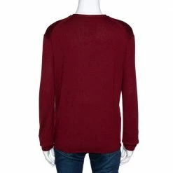 Hermes Hermès Burgundy Cashmere Silk Button Front Cardigan M For Women -Deals Hermes Store luxury women hermes used clothes p308288 001