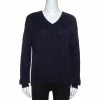 Hermes Hermès Dark Blue Ribbed Wool Knit Voyage Sweater S For Women -Deals Hermes Store luxury women hermes used clothes p328081 002