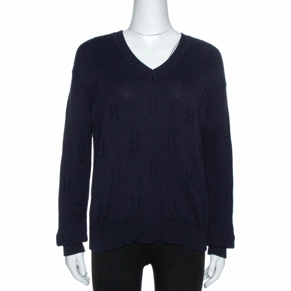 Hermes Hermès Dark Blue Ribbed Wool Knit Voyage Sweater S For Women 3 Hermes Hermès Dark Blue Ribbed Wool Knit Voyage Sweater S For Women