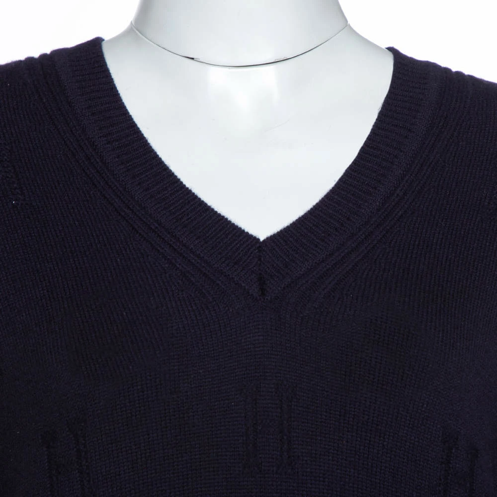 Hermes Hermès Dark Blue Ribbed Wool Knit Voyage Sweater S For Women 6 Hermes Hermès Dark Blue Ribbed Wool Knit Voyage Sweater S For Women - Image 4