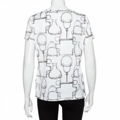 Hermes White Saddle Printed Cotton Crewneck T-Shirt XL For Women -Deals Hermes Store luxury women hermes used clothes p431946 003