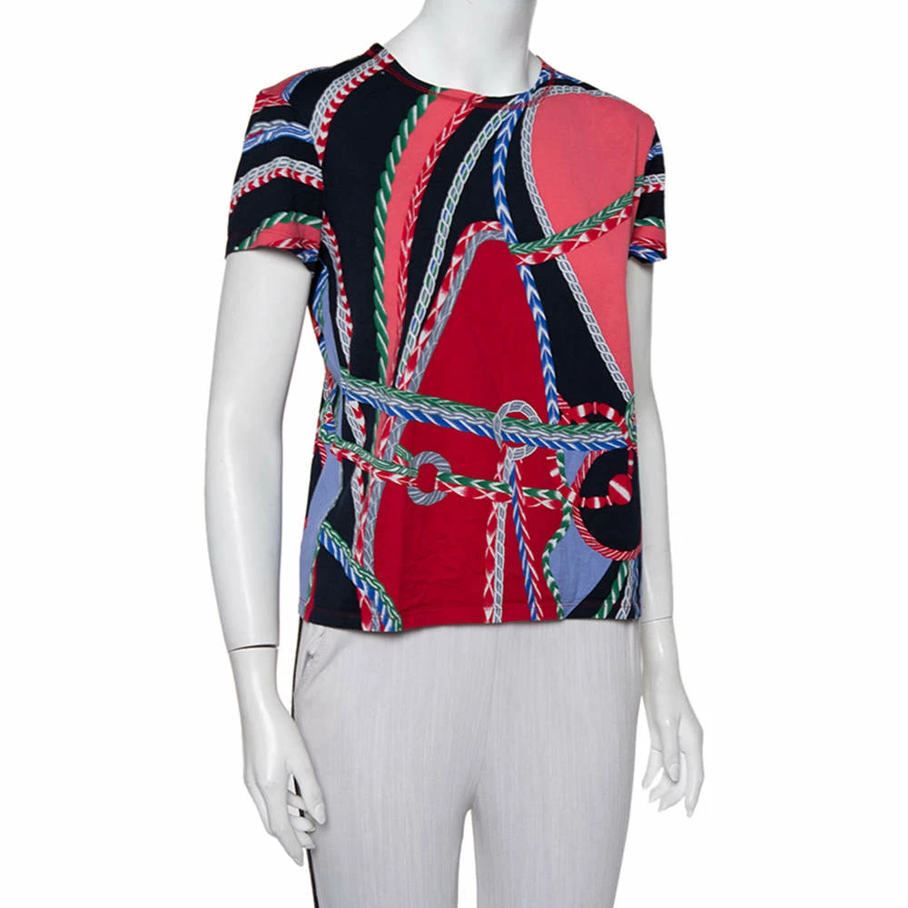 Hermes Multicolor Printed Cotton Short Sleeve T-Shirt M For Women 4 Hermes Multicolor Printed Cotton Short Sleeve T-Shirt M For Women - Image 2