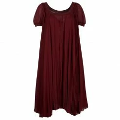 Hermes Red Silk Off-Shoulder Dress M For Women