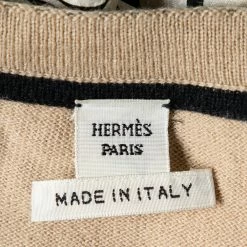 Hermes Camel Brown Printed Silk & Wool Paneled Zip Front Cardigan L For Women -Deals Hermes Store luxury women hermes used clothes p496700 005