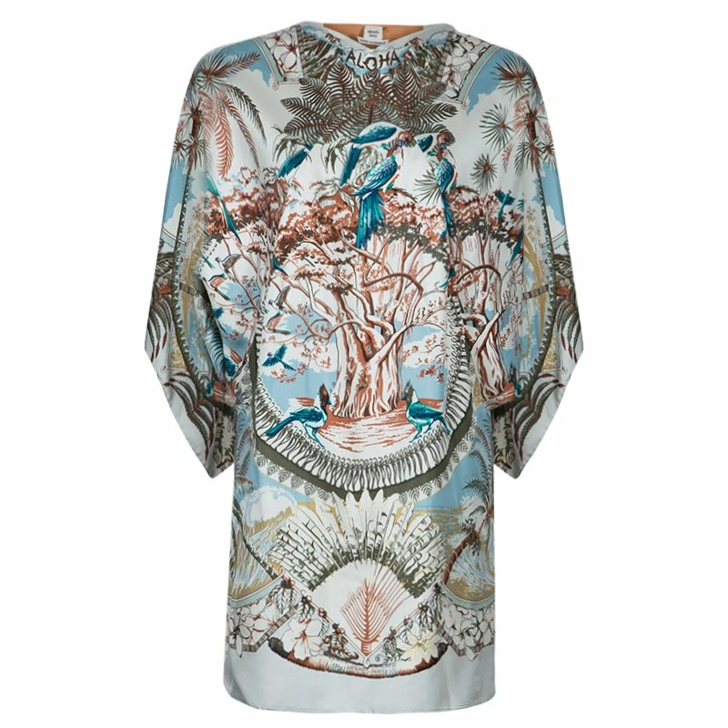 Hermes Silk Printed Shift Dress M For Women 3 Hermes Silk Printed Shift Dress M For Women
