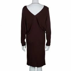 Hermes Burgundy Long Sleeve Dress M For Women -Deals Hermes Store luxury women hermes used clothes p53122 003