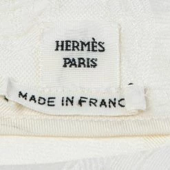 Hermes Cream Jacquard Silk Side Slit Round Neck Top S For Women -Deals Hermes Store luxury women hermes used clothes p535628 001