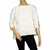 Hermes Cream Jacquard Silk Side Slit Round Neck Top S For Women -Deals Hermes Store luxury women hermes used clothes p535628 003