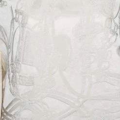 Hermes Cream Jacquard Silk Side Slit Round Neck Top S For Women -Deals Hermes Store luxury women hermes used clothes p535628 006