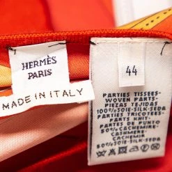 Hermes Burnt Orange Printed Silk & Knit Long Sleeve Top L For Women -Deals Hermes Store luxury women hermes used clothes p535882 006