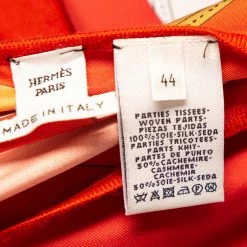 Hermes Burnt Orange Printed Silk & Knit Long Sleeve Top L For Women -Deals Hermes Store luxury women hermes used clothes p535882 007