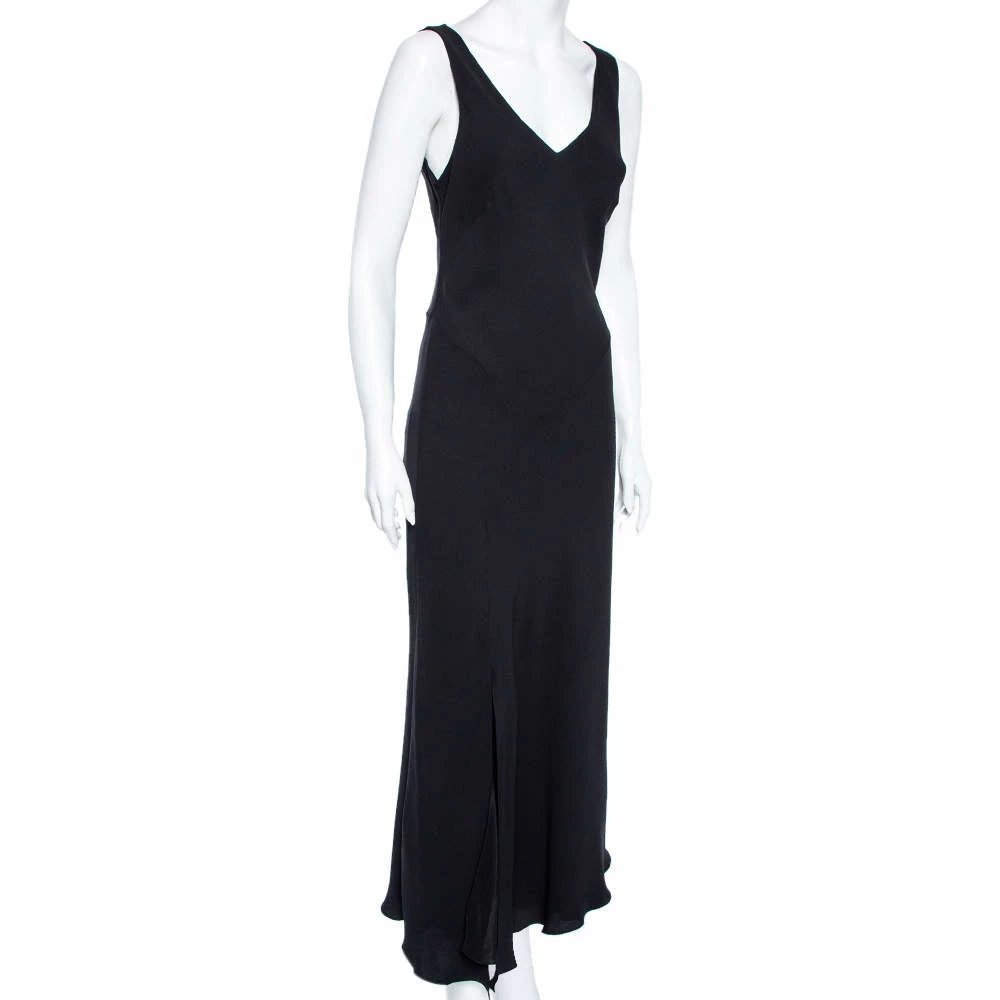 Hermes Hermés Black Silk Crepe Sleeveless V-neck Maxi Dress M For Women 4 Hermes Hermés Black Silk Crepe Sleeveless V-neck Maxi Dress M For Women - Image 2