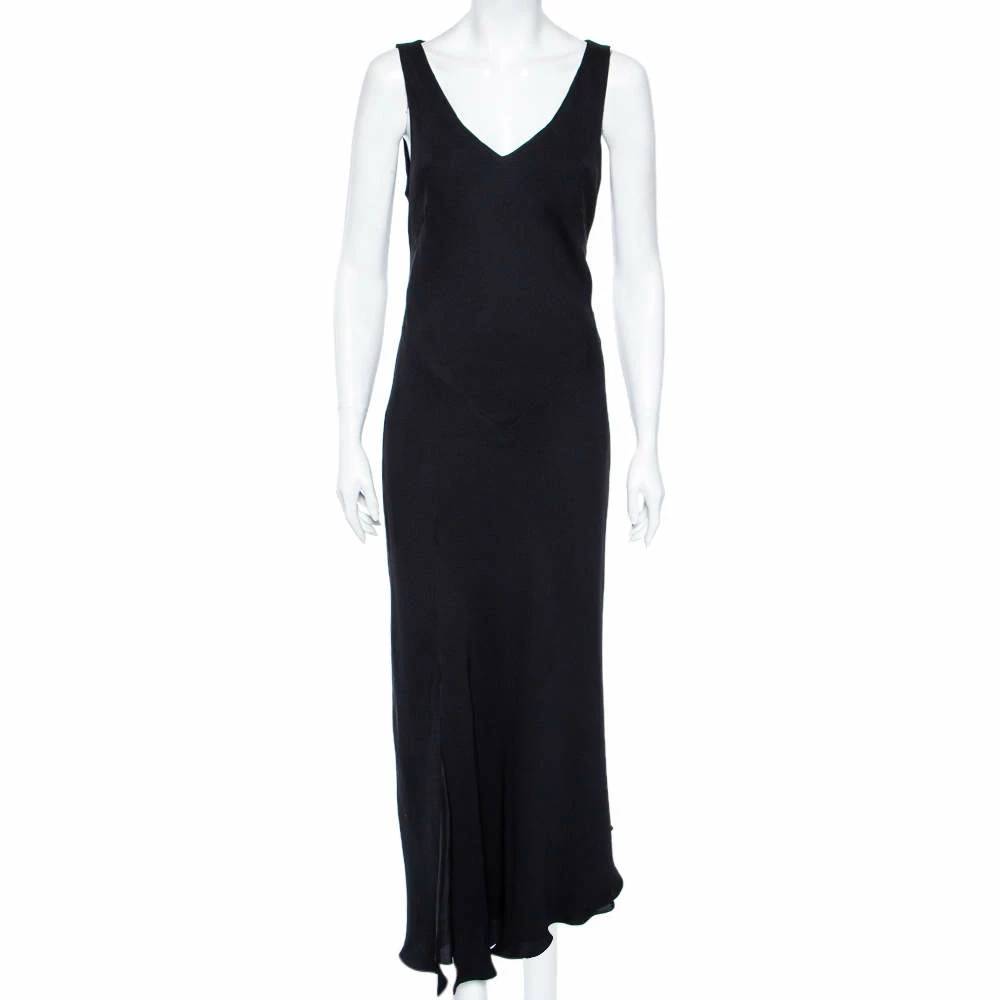 Hermes Hermés Black Silk Crepe Sleeveless V-neck Maxi Dress M For Women 3 Hermes Hermés Black Silk Crepe Sleeveless V-neck Maxi Dress M For Women