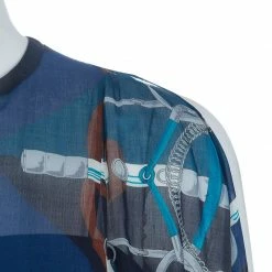 Hermes Blue Printed Corded Belt Detail Sheer Kimono Dress M For Women -Deals Hermes Store luxury women hermes used clothes p56701 004