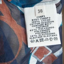 Hermes Blue Printed Corded Belt Detail Sheer Kimono Dress M For Women -Deals Hermes Store luxury women hermes used clothes p56701 010