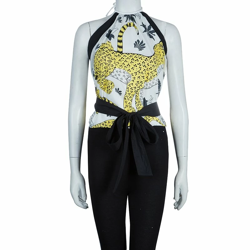 Hermes Printed Cotton Handkerchief Halter Tie-Up Top L For Women 4 Hermes Printed Cotton Handkerchief Halter Tie-Up Top L For Women - Image 2