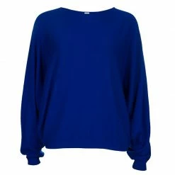 Hermes Blue Batwing Sleeve Cashmere Sweater S For Women