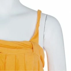 Hermes Orange Pleated Cotton Sleeveless Maxi Dress S For Women -Deals Hermes Store luxury women hermes used clothes p57102 004