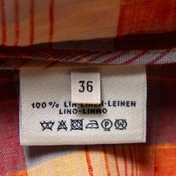 Hermes Orange Checkered Linen Asymmetric Ruffled Dress S For Women -Deals Hermes Store luxury women hermes used clothes p572989 004