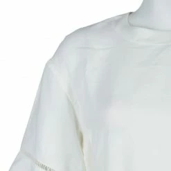 Hermes White Cotton-Linen Belted Dress S For Women -Deals Hermes Store luxury women hermes used clothes p57421 005
