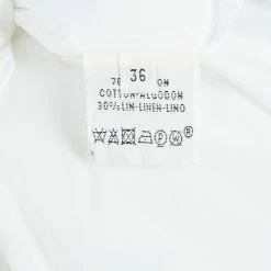Hermes White Cotton-Linen Belted Dress S For Women -Deals Hermes Store luxury women hermes used clothes p57421 011