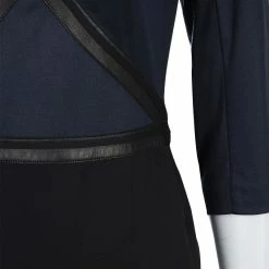 Hermes Black Leather Trim Detail Long Sleeve Dress S For Women -Deals Hermes Store luxury women hermes used clothes p57507 007