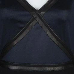 Hermes Black Leather Trim Detail Long Sleeve Dress S For Women -Deals Hermes Store luxury women hermes used clothes p57507 008