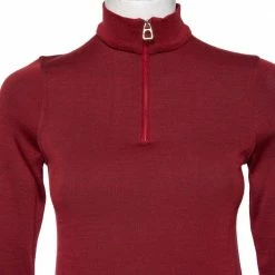 Hermes Sellier Red Wool Half Zip Sweater L For Women -Deals Hermes Store luxury women hermes used clothes p579154 005