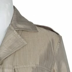 Hermes Beige Raw Silk Notched Collar Belted Jacket S For Women -Deals Hermes Store luxury women hermes used clothes p59130 004