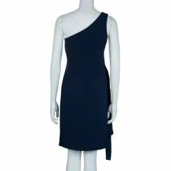 Hermes Blue Silk Knit One Shoulder Draped Dress S For Women -Deals Hermes Store luxury women hermes used clothes p59268 0003