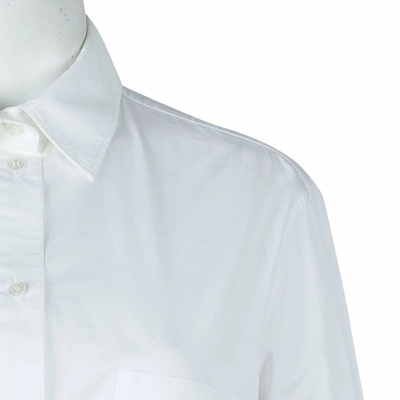 Hermes White Gathered Waist Long Sleeve Cotton Shirt L For Women 6 Hermes White Gathered Waist Long Sleeve Cotton Shirt L For Women - Image 4