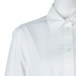 Hermes White Gathered Waist Long Sleeve Cotton Shirt L For Women 18 Hermes White Gathered Waist Long Sleeve Cotton Shirt L For Women -Deals Hermes Store luxury women hermes used clothes p59588 005