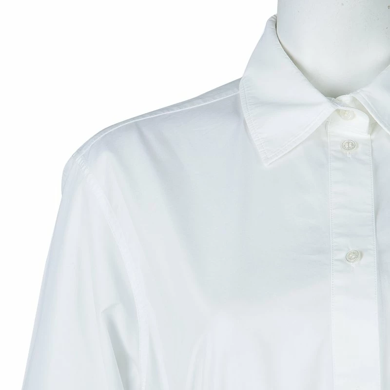 Hermes White Gathered Waist Long Sleeve Cotton Shirt L For Women 7 Hermes White Gathered Waist Long Sleeve Cotton Shirt L For Women - Image 5