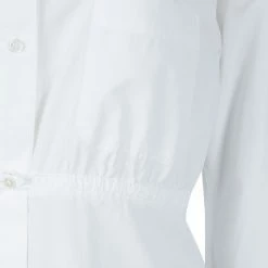 Hermes White Gathered Waist Long Sleeve Cotton Shirt L For Women 20 Hermes White Gathered Waist Long Sleeve Cotton Shirt L For Women -Deals Hermes Store luxury women hermes used clothes p59588 007